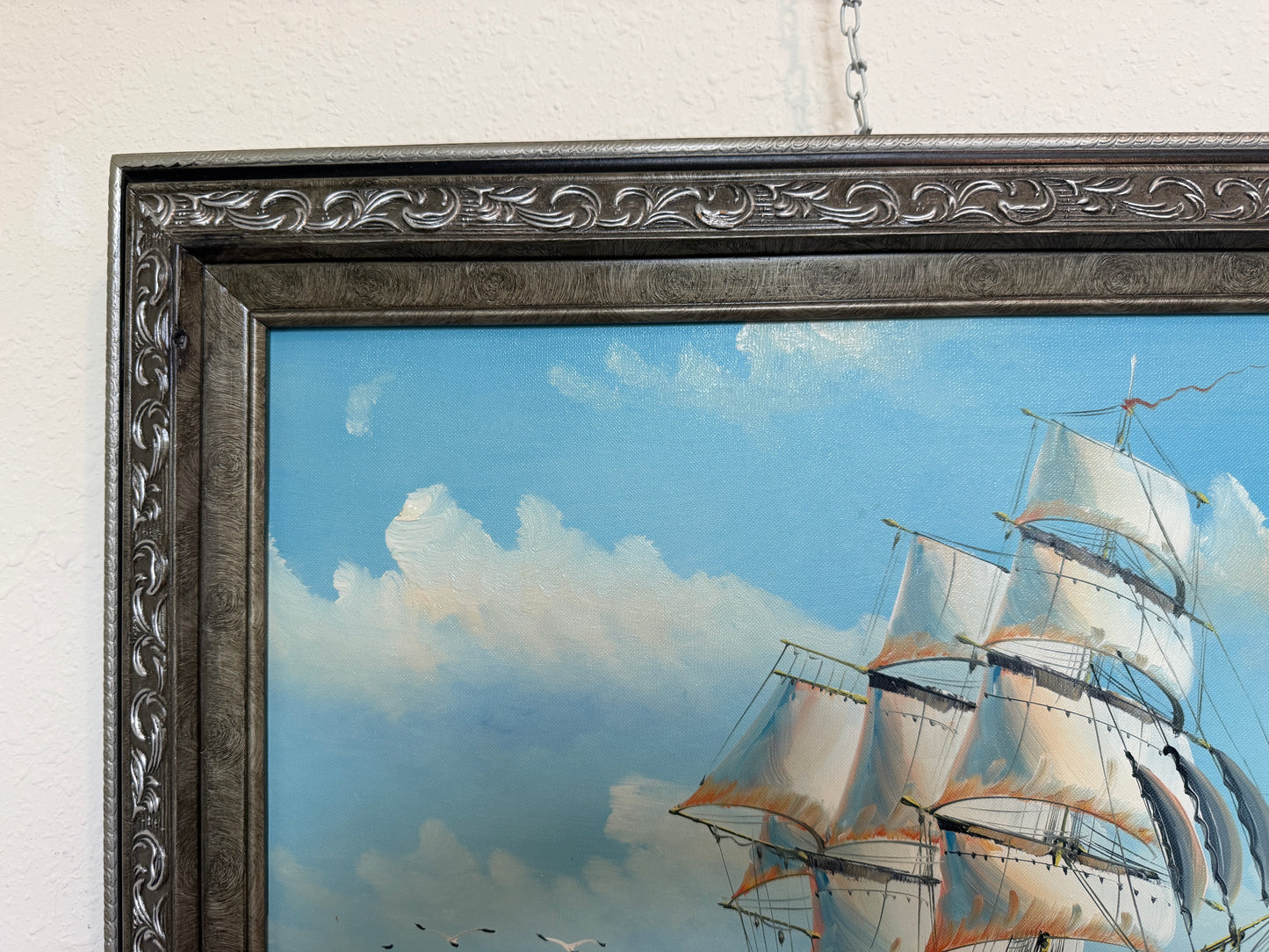 Signed Original Oil Painting Tall Ship at Sea Maritime Nautical Ocean Seascape