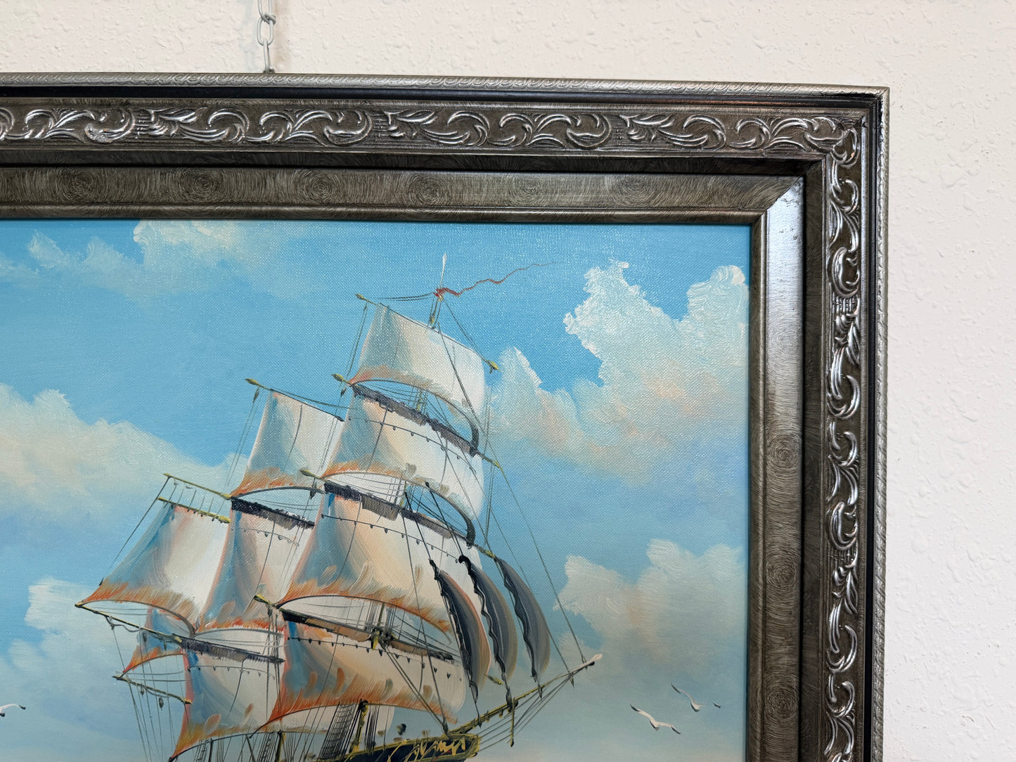 Signed Original Oil Painting Tall Ship at Sea Maritime Nautical Ocean Seascape