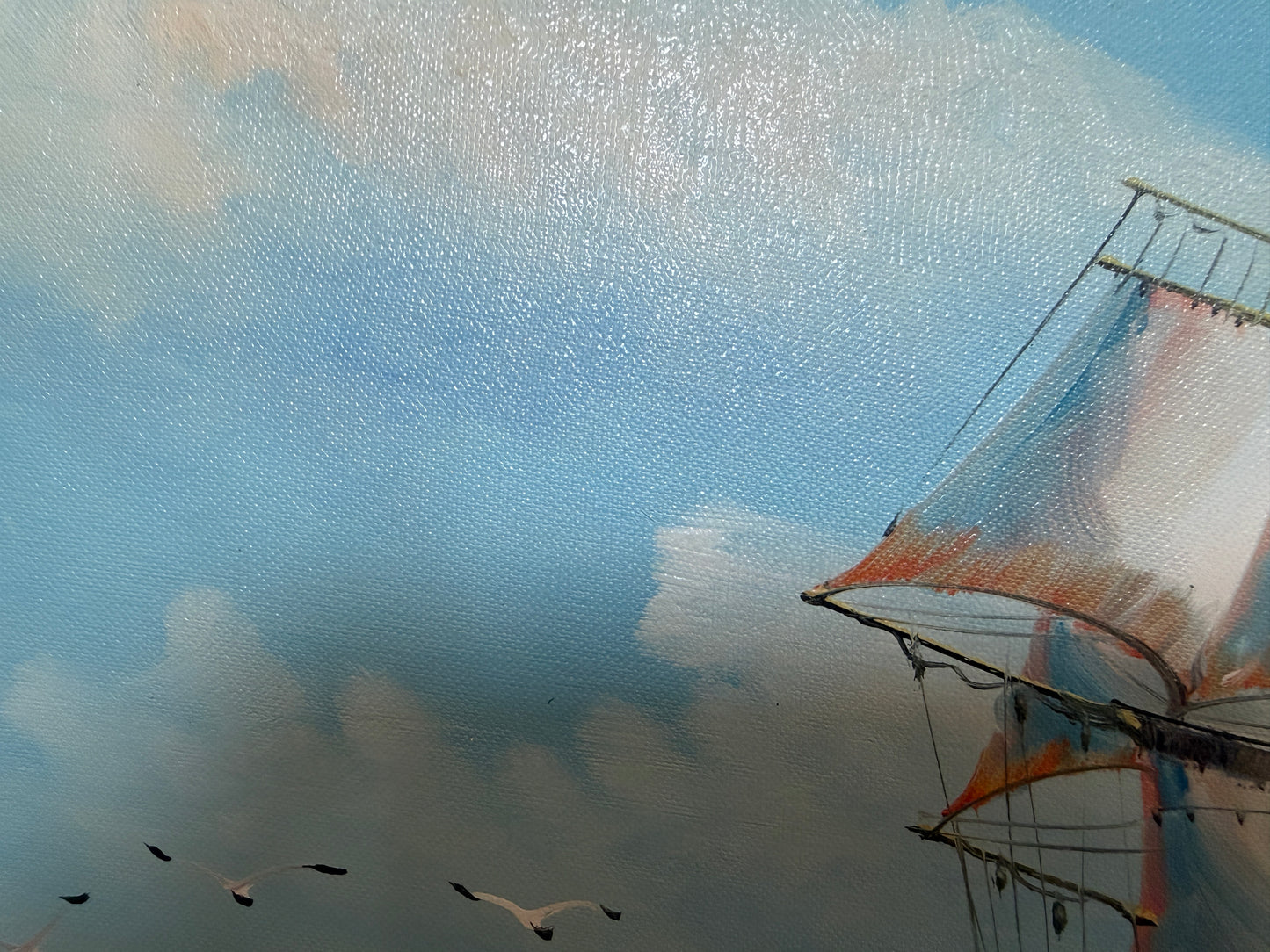Signed Original Oil Painting Tall Ship at Sea Maritime Nautical Ocean Seascape