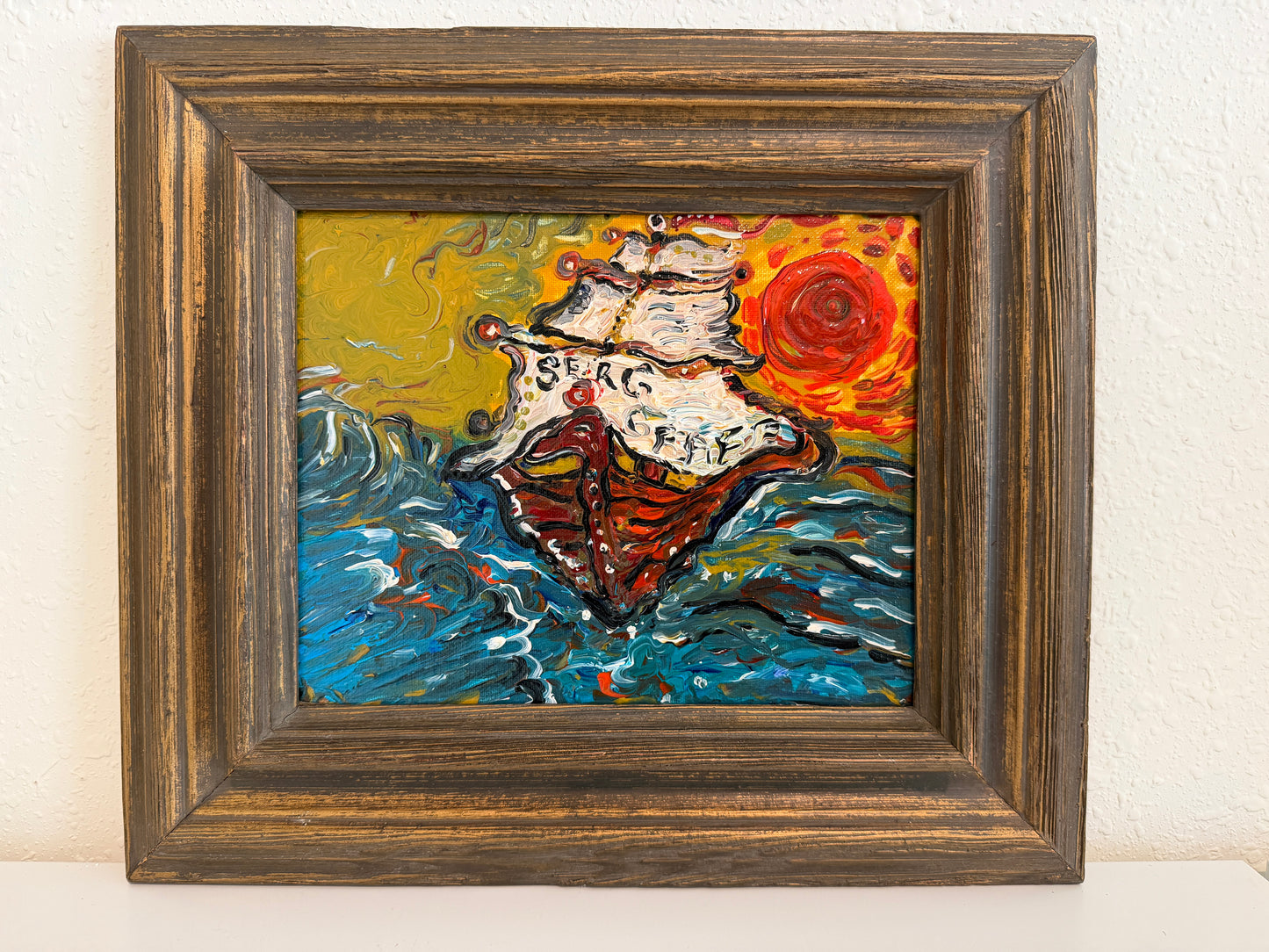 Serg Graff Acrylic Painting Ship Seascape "Tempest" Expressionist Modern Art COA