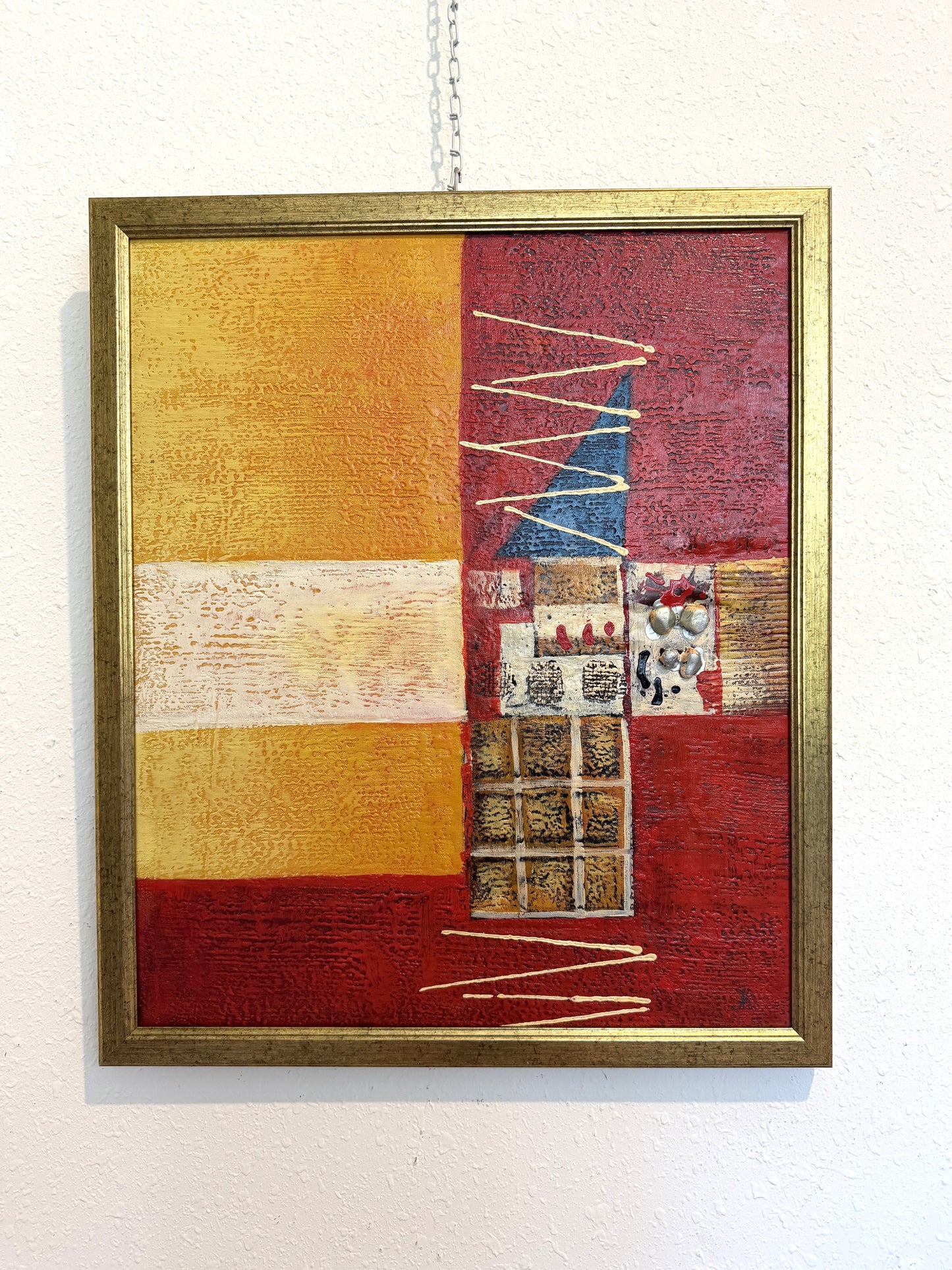 Original Abstract Textured Oil Painting by Alena Kalen "Totem" Framed, COA