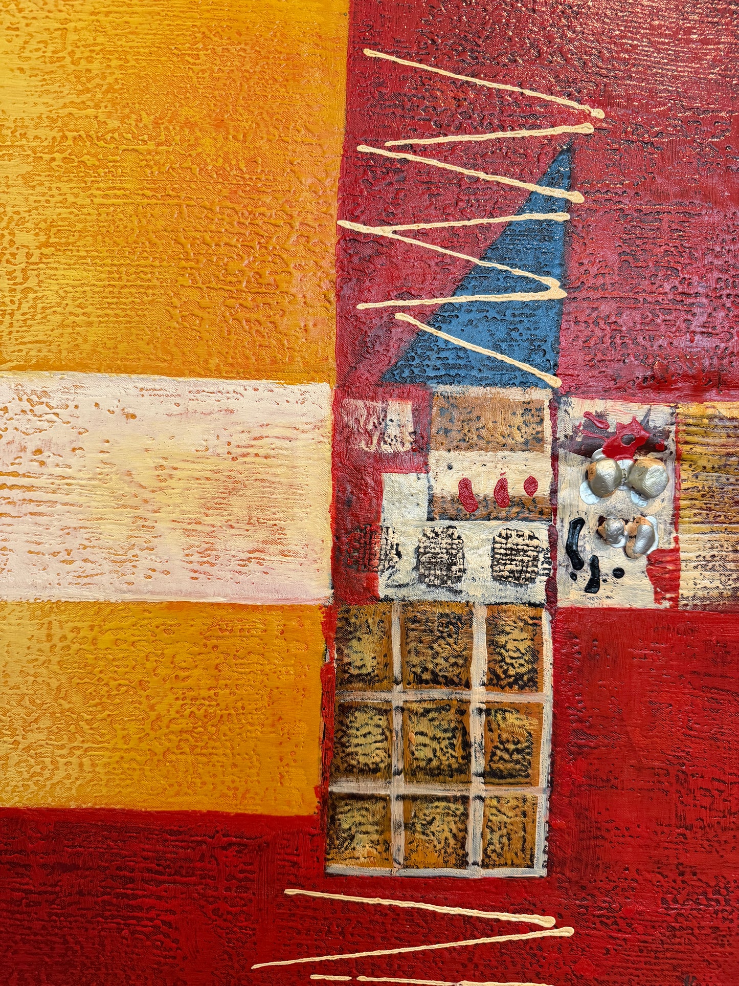Original Abstract Textured Oil Painting by Alena Kalen "Totem" Framed, COA