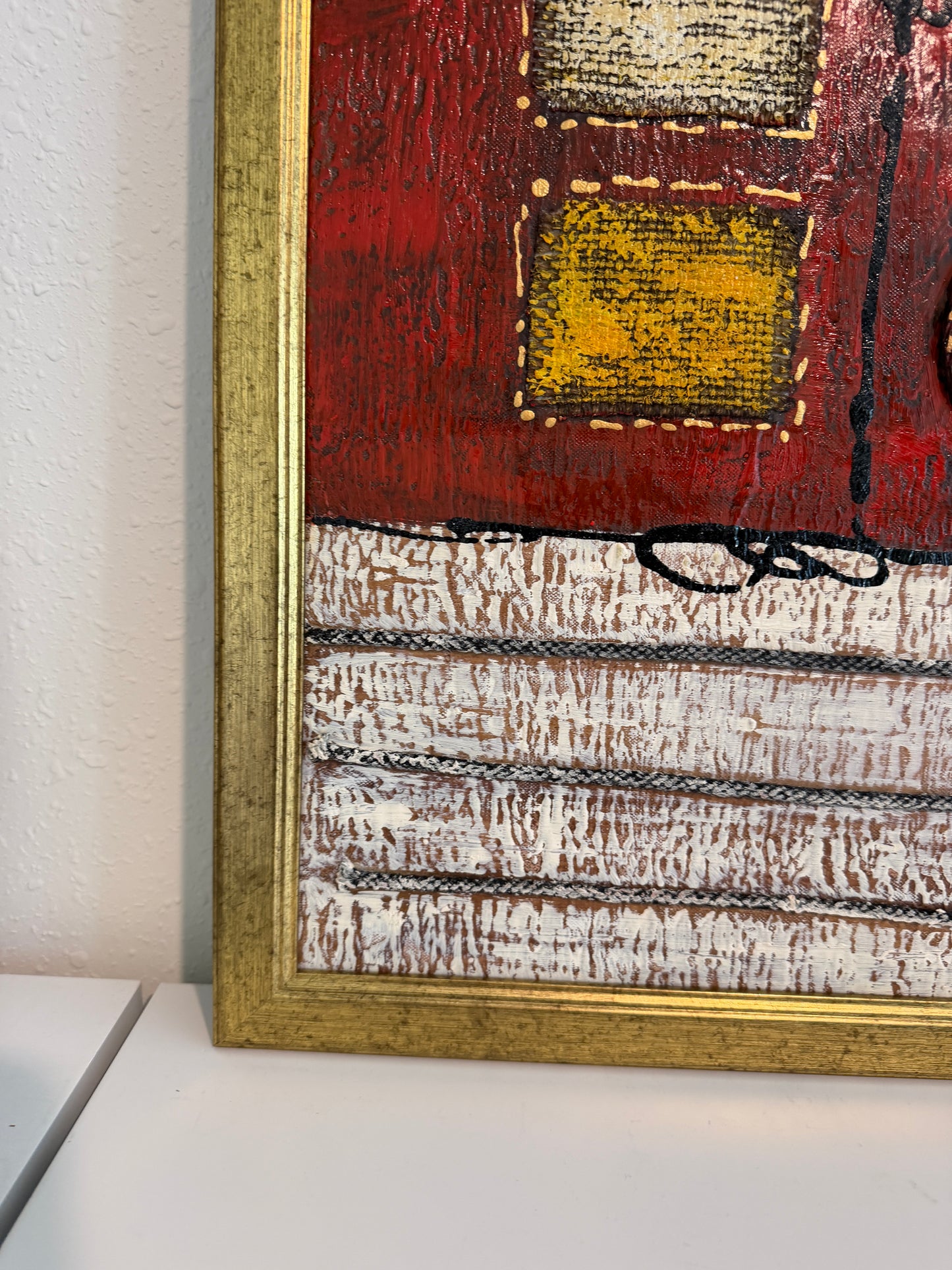 Original Abstract Textured Oil Painting by Alena Kalen "Cipher" Framed, COA