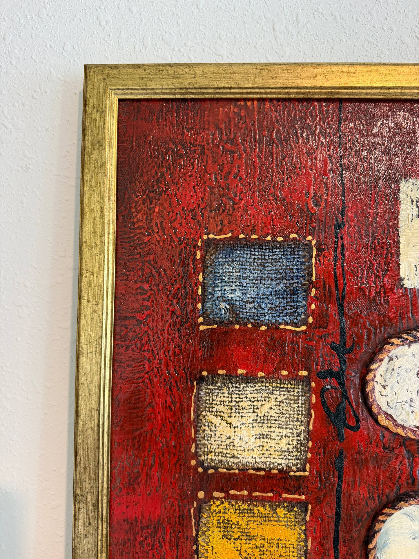 Original Abstract Textured Oil Painting by Alena Kalen "Cipher" Framed, COA