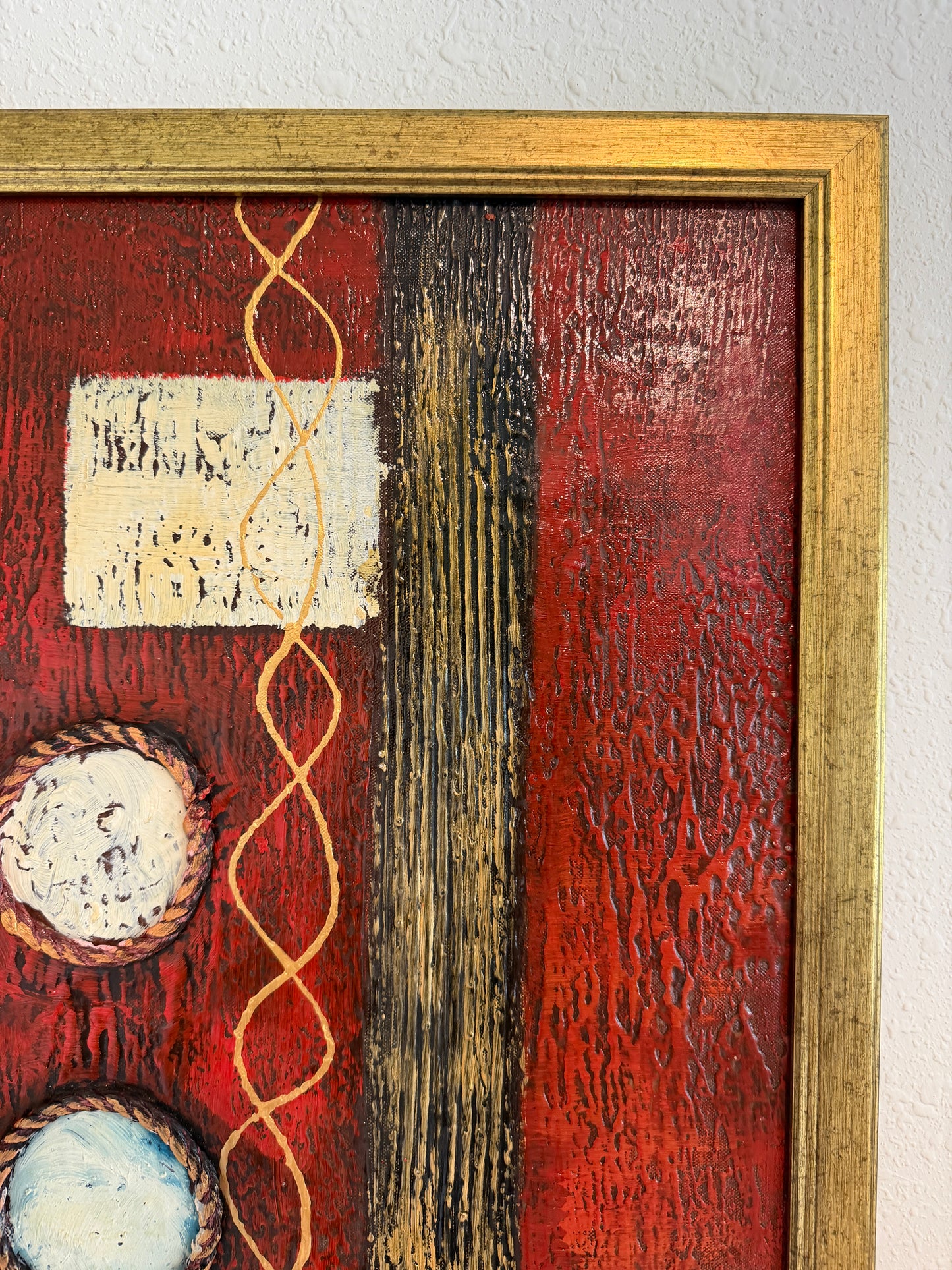 Original Abstract Textured Oil Painting by Alena Kalen "Cipher" Framed, COA