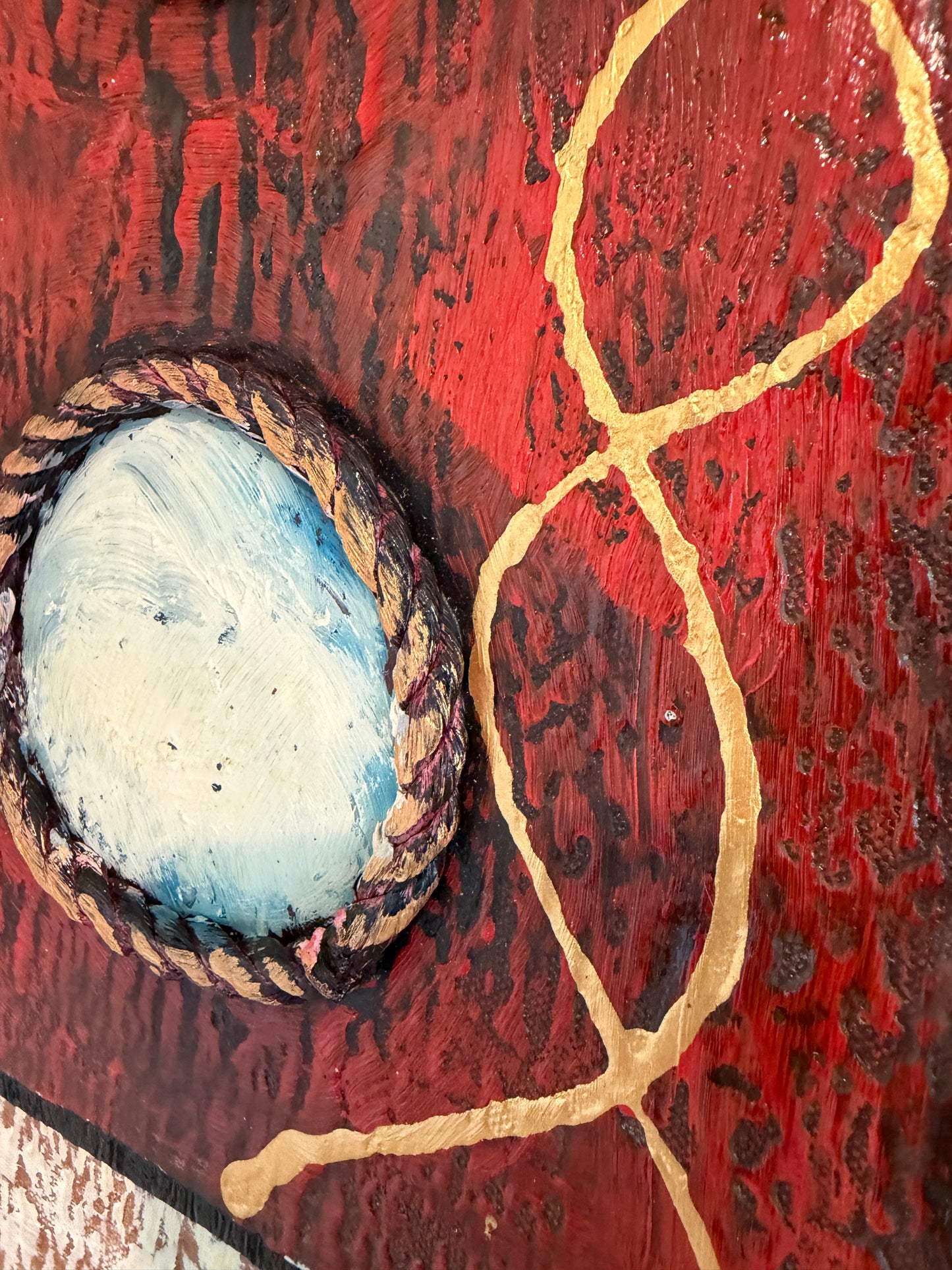 Original Abstract Textured Oil Painting by Alena Kalen "Cipher" Framed, COA