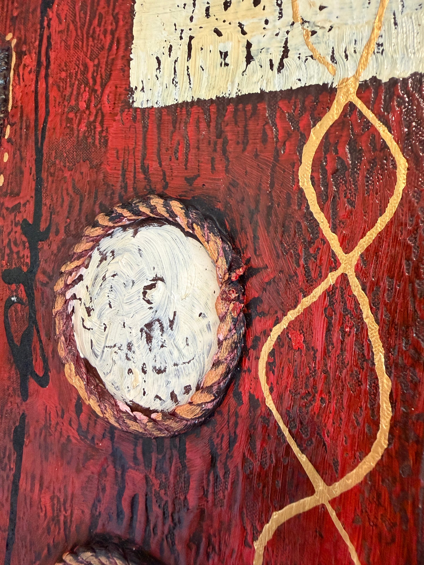 Original Abstract Textured Oil Painting by Alena Kalen "Cipher" Framed, COA