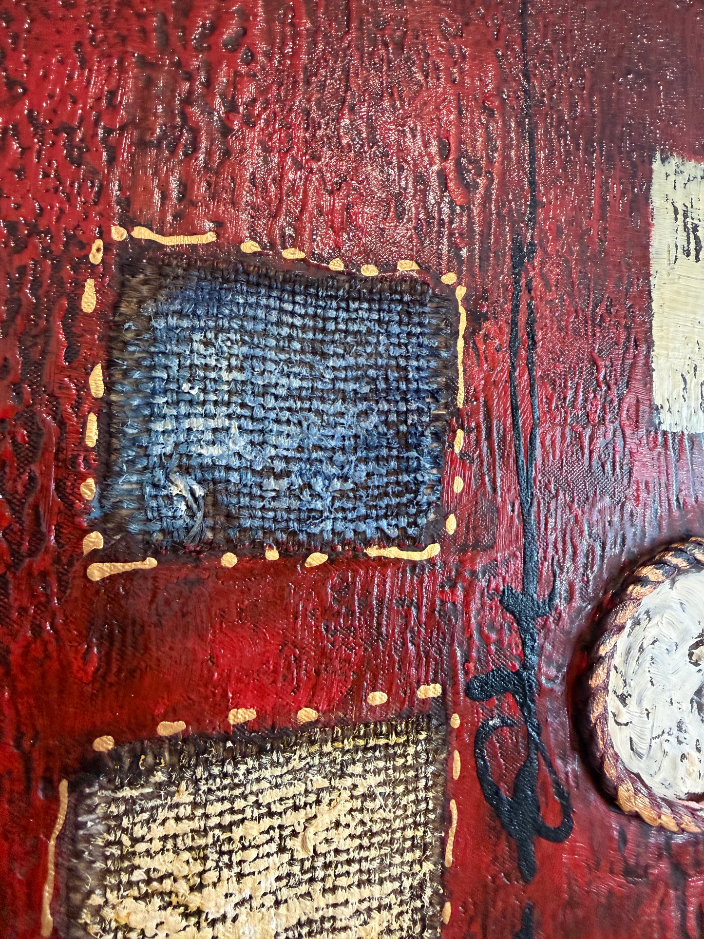 Original Abstract Textured Oil Painting by Alena Kalen "Cipher" Framed, COA