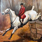 Large Fox Hunting Oil Painting Horse Rider Equestrian Scene English Sporting Art