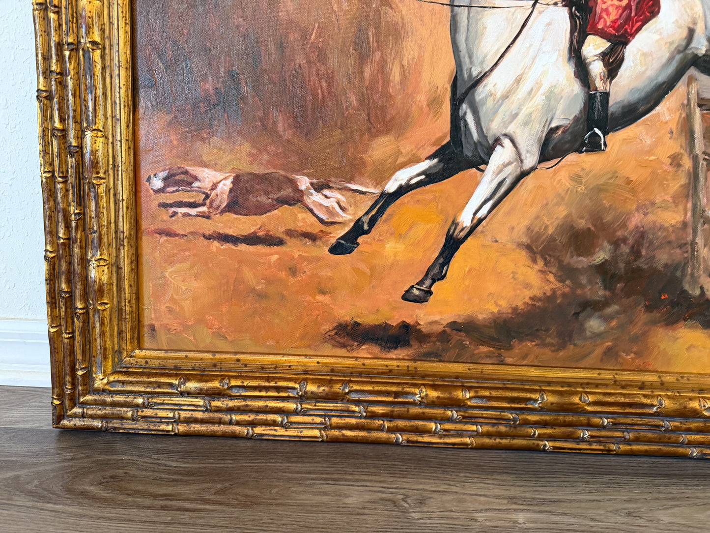 Large Fox Hunting Oil Painting Horse Rider Equestrian Scene English Sporting Art