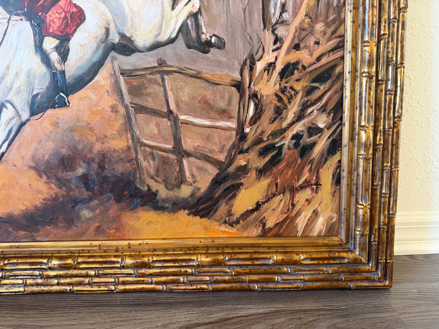 Large Fox Hunting Oil Painting Horse Rider Equestrian Scene English Sporting Art