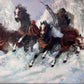 Victor Orlow (1911-?) Vintage Large Oil Painting on canvas, Horses, Framed