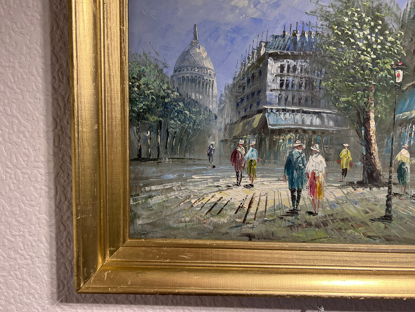 Listed Artist C.Burnett(IX-XX) oil painting on board Paris street view, framed