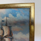 Vintage Oil Painting Naval Battle Ships Seascape Maritime Art Framed Framed