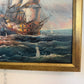 Vintage Oil Painting Naval Battle Ships Seascape Maritime Art Framed Framed