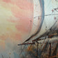 Vintage Oil Painting Naval Battle Ships Seascape Maritime Art Framed Framed
