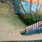 Textured Signed Oil Painting Still Life, Folk Art Pottery Corn Adobe Scene Art