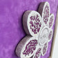 Whimsical Mosaic Flower Wall Art – “LAUGH” 3D Mixed Media on Board, Framed 19x19