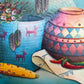 Textured Signed Oil Painting Still Life, Folk Art Pottery Corn Adobe Scene Art