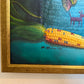 Textured Signed Oil Painting Still Life, Folk Art Pottery Corn Adobe Scene Art