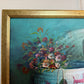 Textured Signed Oil Painting Still Life, Folk Art Pottery Corn Adobe Scene Art
