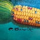 Textured Signed Oil Painting Still Life, Folk Art Pottery Corn Adobe Scene Art
