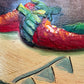 Textured Signed Oil Painting Still Life, Folk Art Pottery Corn Adobe Scene Art