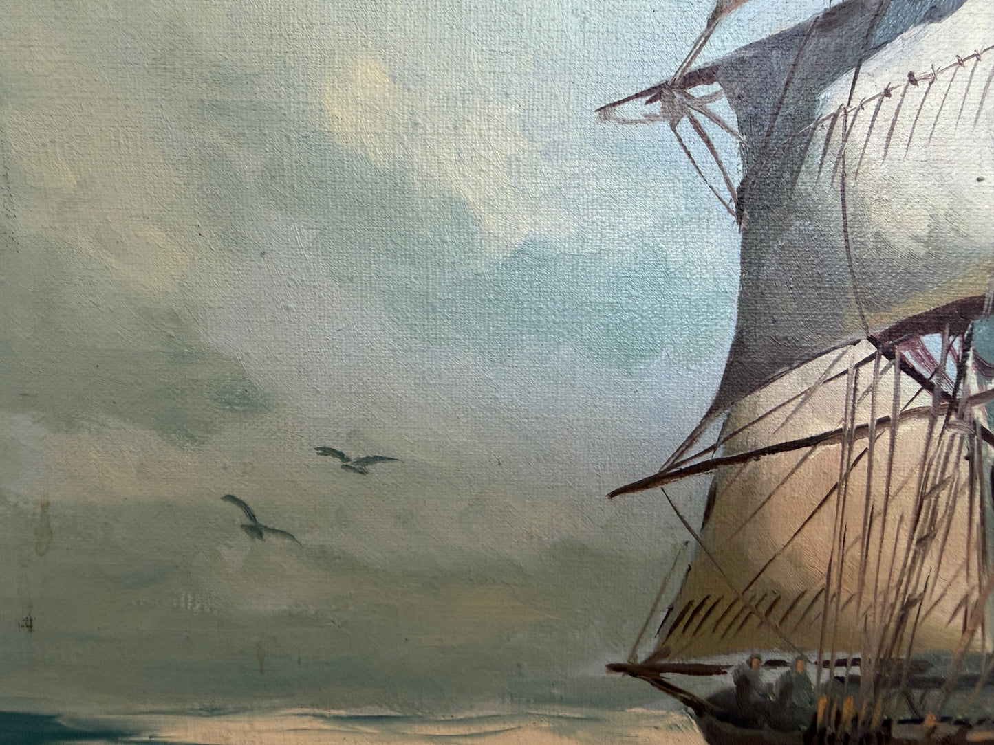 Humberto da Silva Fernandes(1937-2005)Sailing Ship Oil Painting on Canvas