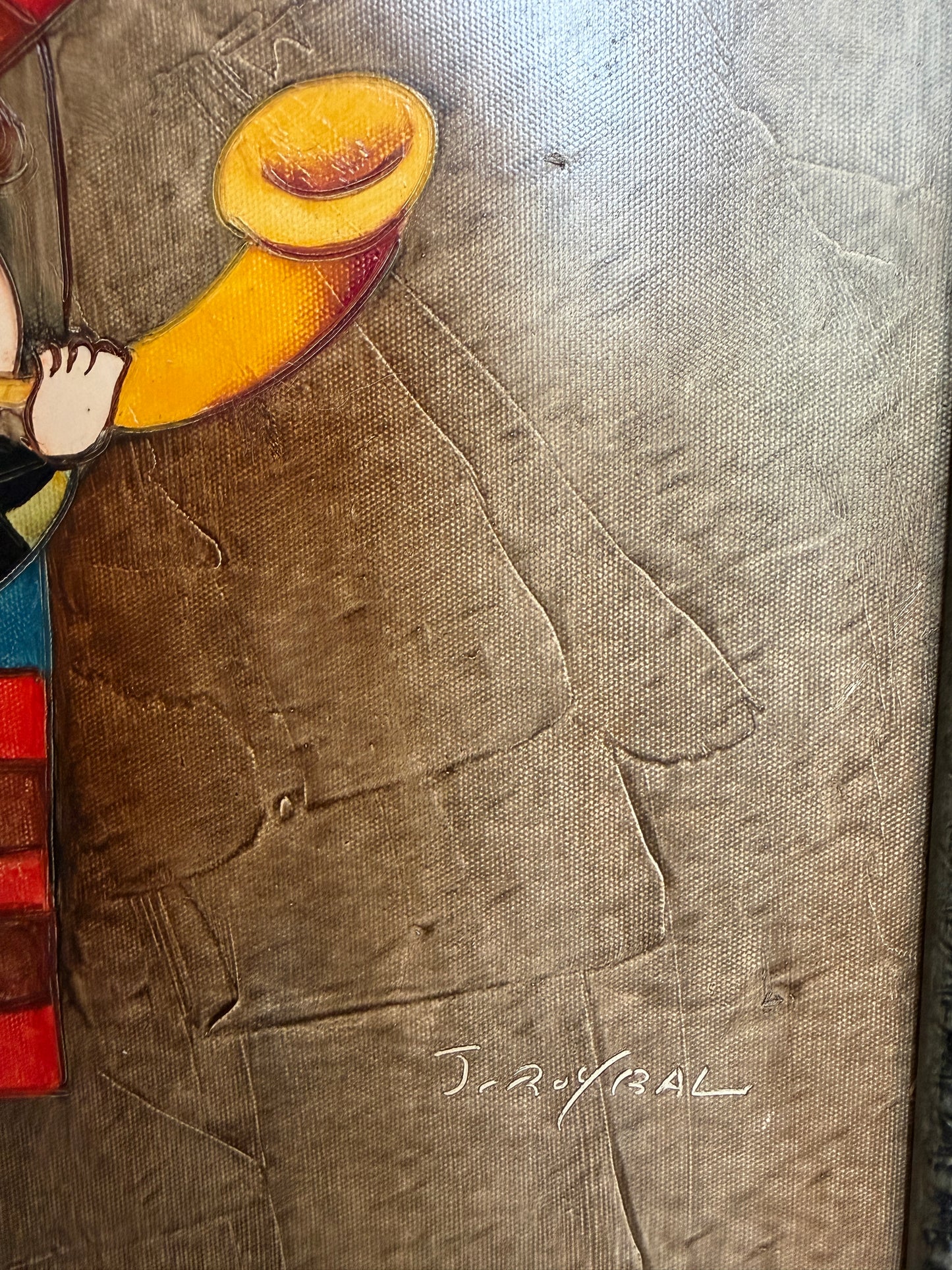 Large Roybal Oil Painting Children Balloon Whimsical Framed Canvas