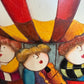 Large Roybal Oil Painting Children Balloon Whimsical Framed Canvas