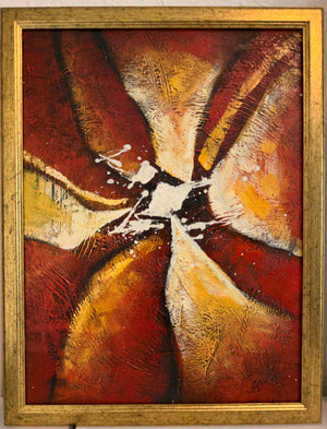Original Abstract Oil Painting “Radiant Core” by Alena Kalen Framed Modern Art