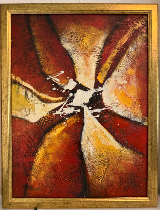 Original Abstract Oil Painting “Radiant Core” by Alena Kalen Framed Modern Art