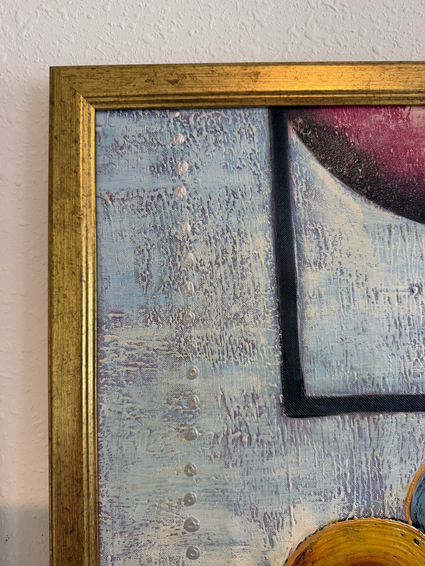 Alena Kalen Modern Geometric Original Abstract Oil Painting "Inner Smile” COA