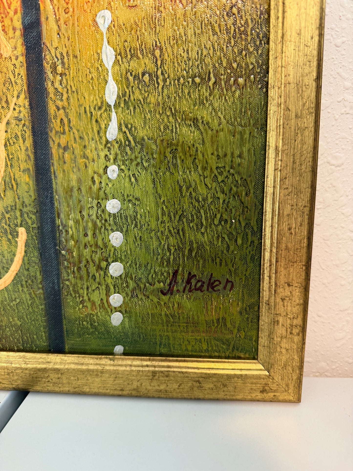 Alena Kalen Modern Geometric Original Abstract Oil Painting "Inner Smile” COA