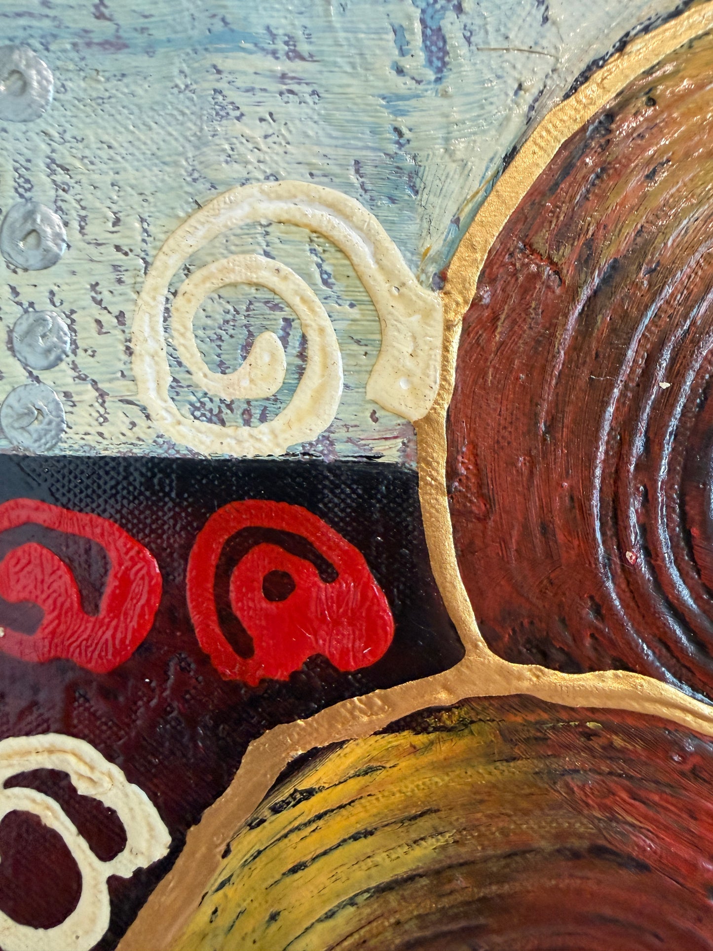 Alena Kalen Modern Geometric Original Abstract Oil Painting "Inner Smile” COA