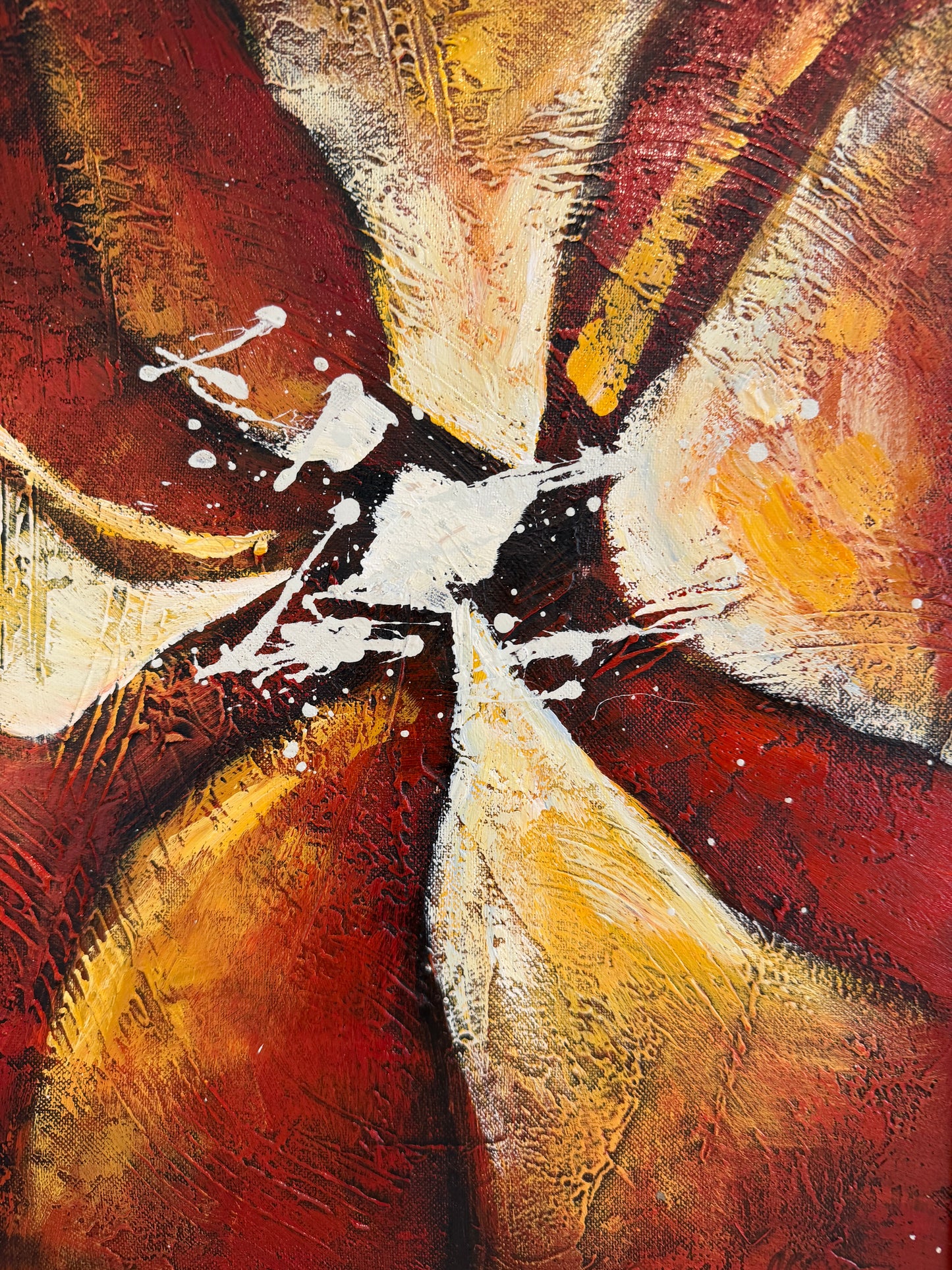 Original Abstract Oil Painting “Radiant Core” by Alena Kalen Framed Modern Art