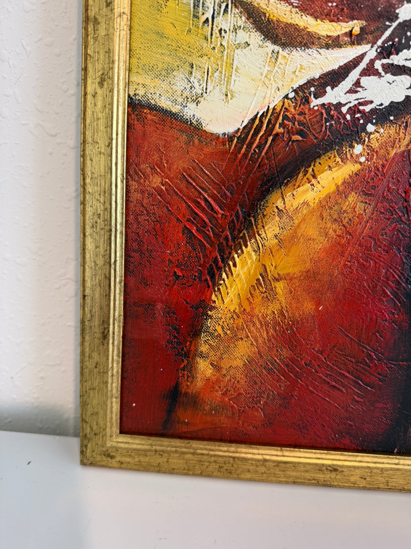 Original Abstract Oil Painting “Radiant Core” by Alena Kalen Framed Modern Art