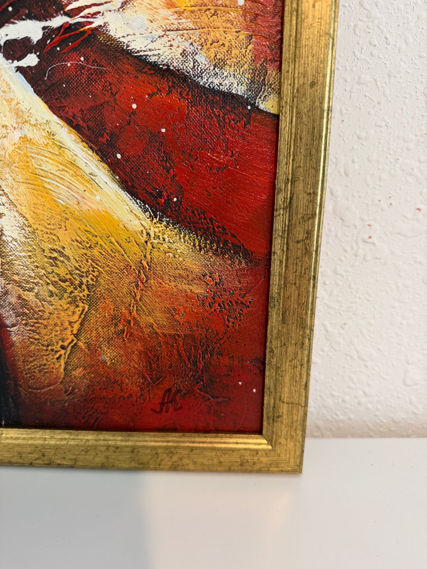 Original Abstract Oil Painting “Radiant Core” by Alena Kalen Framed Modern Art