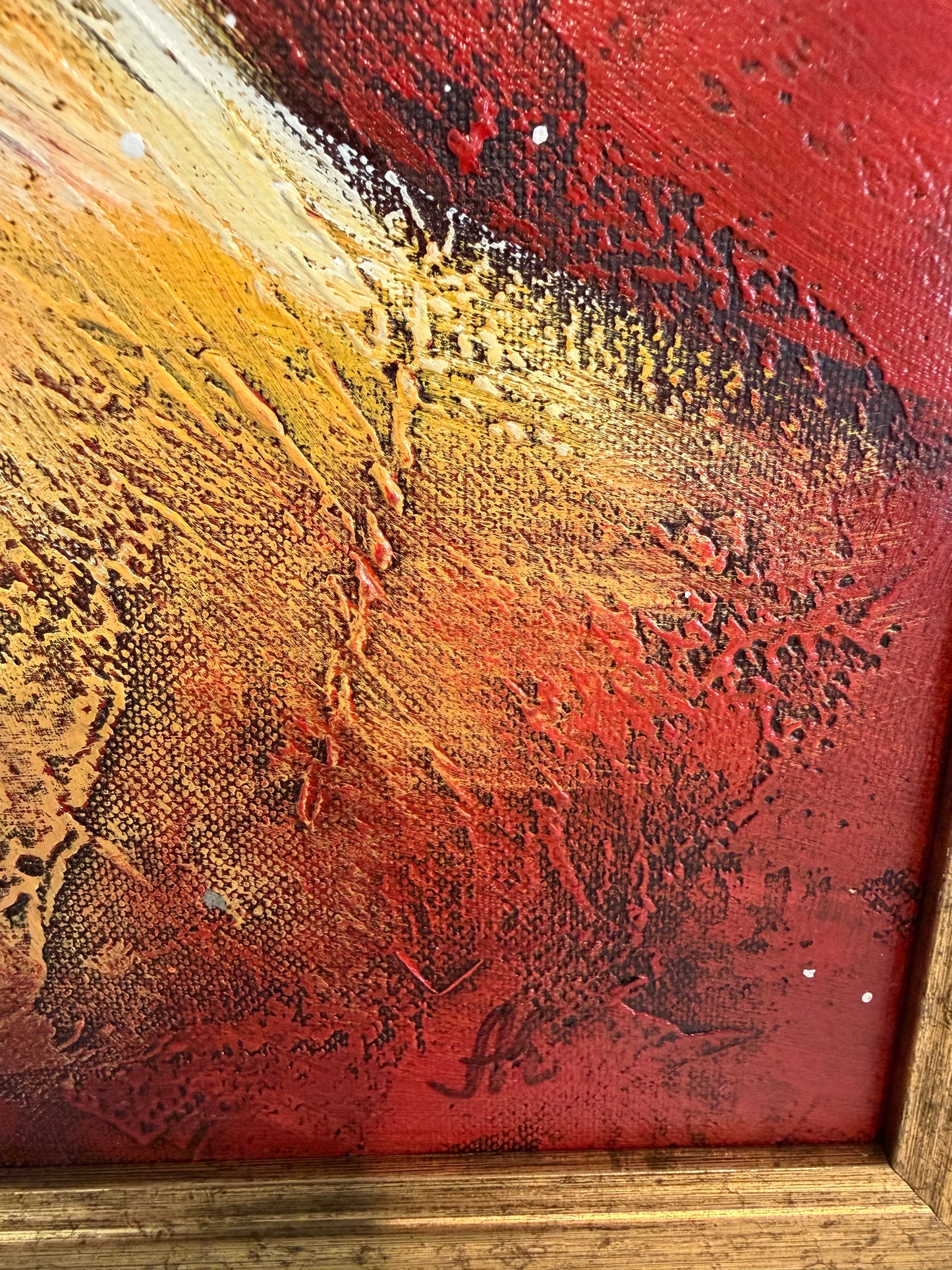 Original Abstract Oil Painting “Radiant Core” by Alena Kalen Framed Modern Art