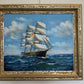 K.Dossi Original Sailing Ship Oil Painting, Nautical Seascape Unique Shell Decor