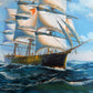 K.Dossi Original Sailing Ship Oil Painting, Nautical Seascape Unique Shell Decor