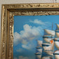 K.Dossi Original Sailing Ship Oil Painting, Nautical Seascape Unique Shell Decor
