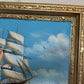 K.Dossi Original Sailing Ship Oil Painting, Nautical Seascape Unique Shell Decor