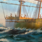 K.Dossi Original Sailing Ship Oil Painting, Nautical Seascape Unique Shell Decor