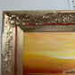 Vintage Oil Painting Lighthouse Sunset Seascape Coastal Art Unique Shell Decor