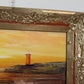 Vintage Oil Painting Lighthouse Sunset Seascape Coastal Art Unique Shell Decor