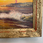 Vintage Oil Painting Lighthouse Sunset Seascape Coastal Art Unique Shell Decor