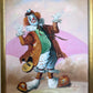 Oil Painting Clown Musician Signed L. Angeli Colorful Figurative Art Circus