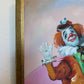 Oil Painting Clown Musician Signed L. Angeli Colorful Figurative Art Circus