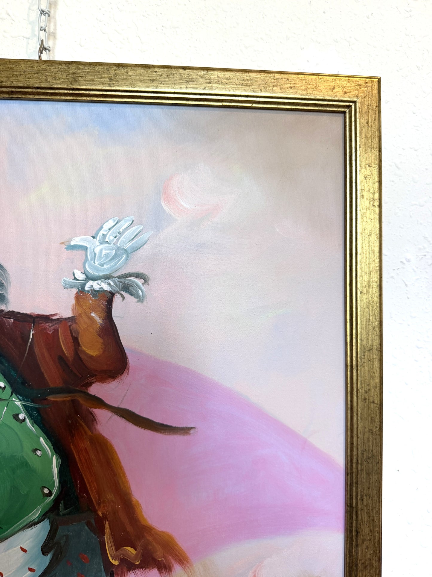 Oil Painting Clown Musician Signed L. Angeli Colorful Figurative Art Circus